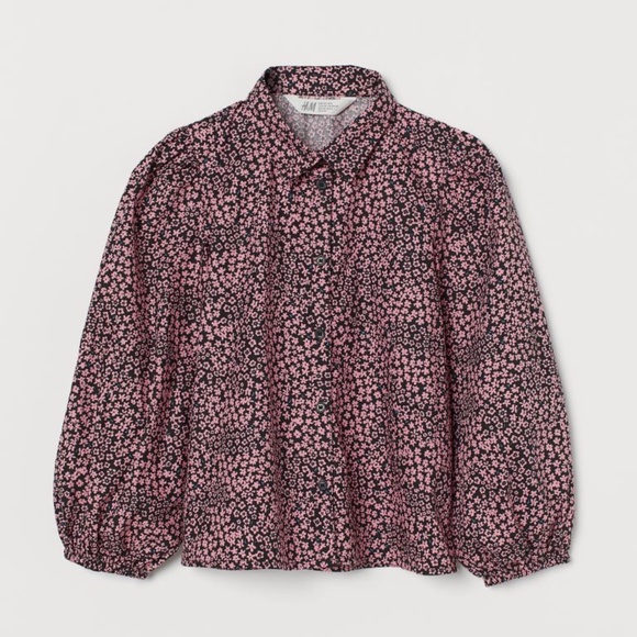 NEW H&M Cotton Puff-sleeved Blouse - Picture 2 of 6